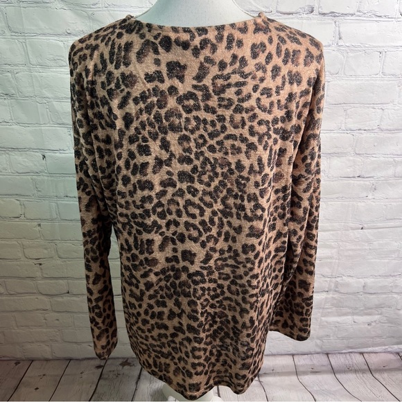 Soft Surroundings Valentina Leopard Print Zip Sweater Large - Picture 4 of 8